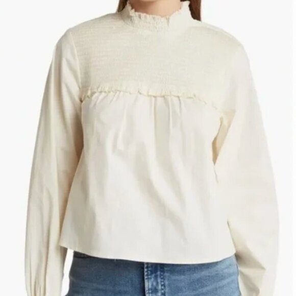 NWT Smocked Long Sleeve Blouse WEWOREWHAT Small - Picture 1 of 16
